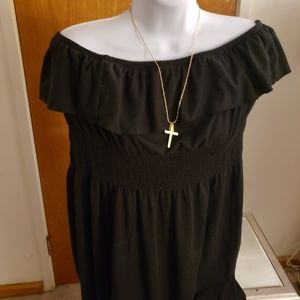 Strapless Ruffled Front Maxi Dress